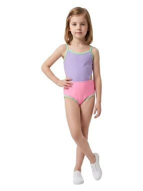 Bmagical Lavender and Pink One-Piece Swimsuit with Green Trim